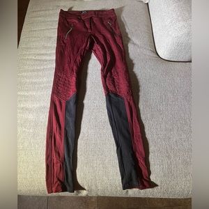 Burgundy motorcycle leggings